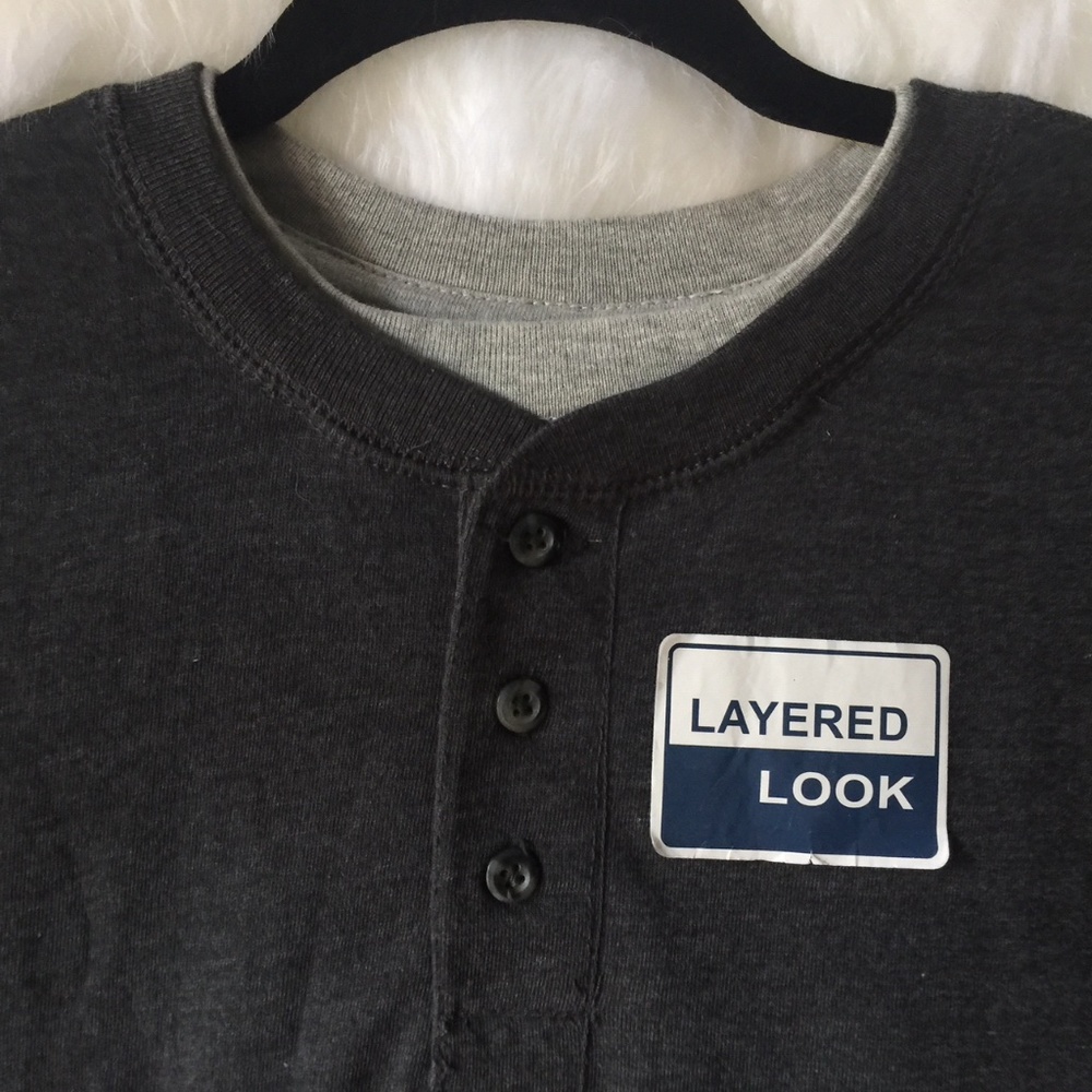🌺 Basic Editions Layered Grey SS Tee Small - Picture 3 of 15